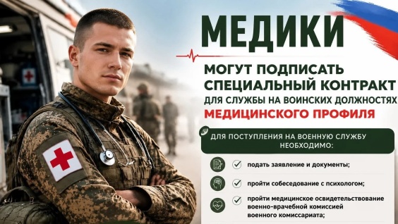 Медики могут подписать специальный контракт для службы на воинских должностях медицинского профиля 